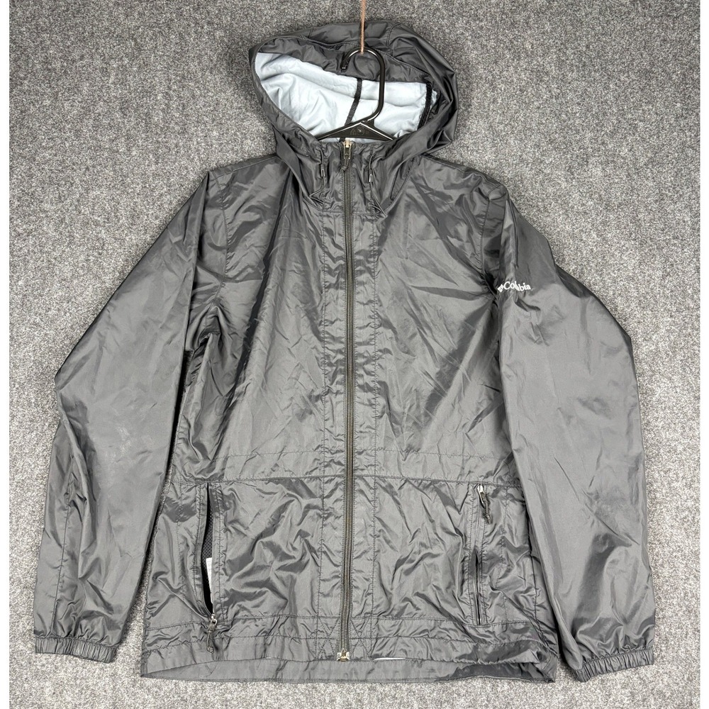 Columbia Sportswear Mens Small Black Full Zip Hooded Windbreaker Jacket